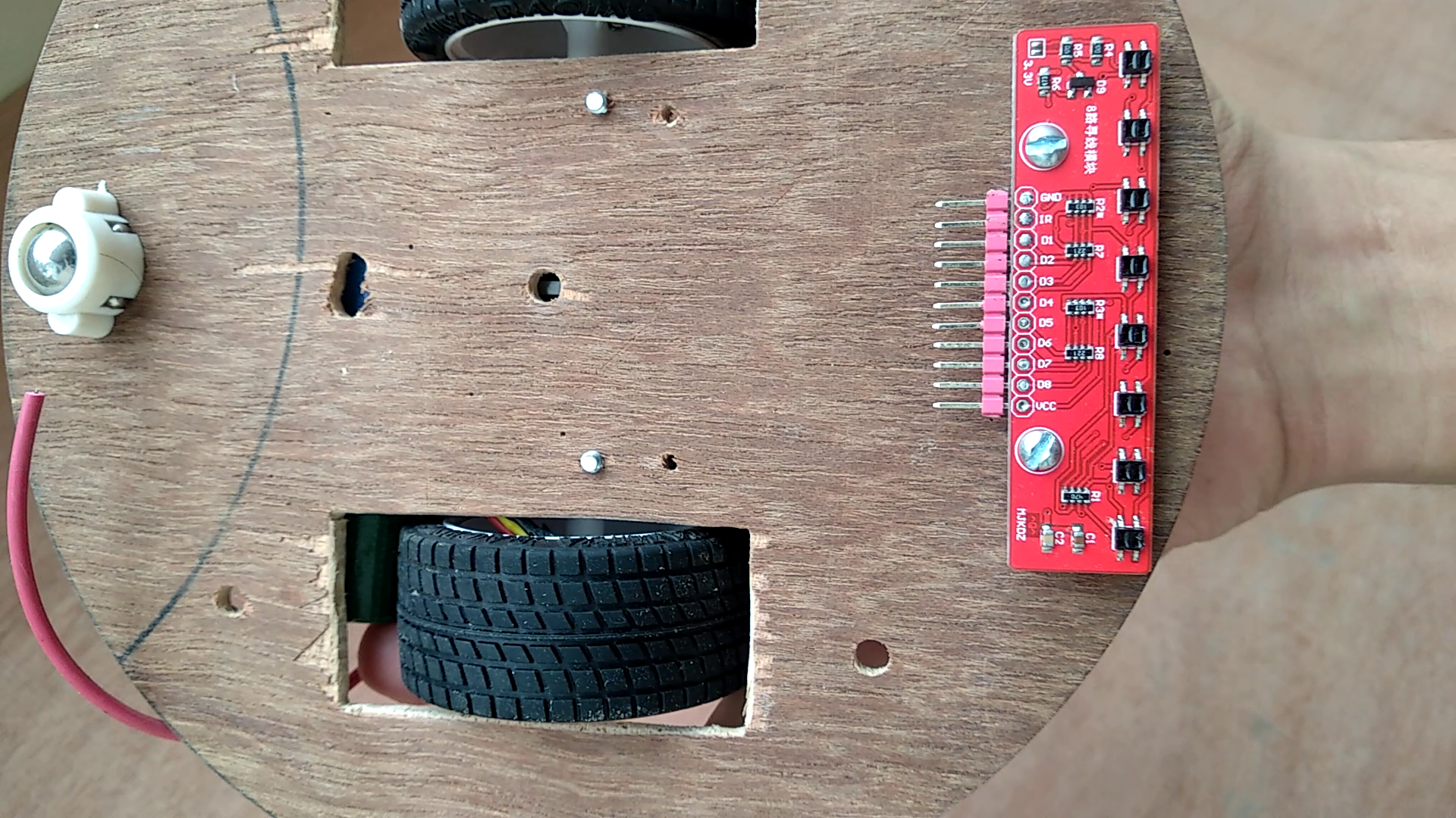 Mounting the ball caster and QTR sensor